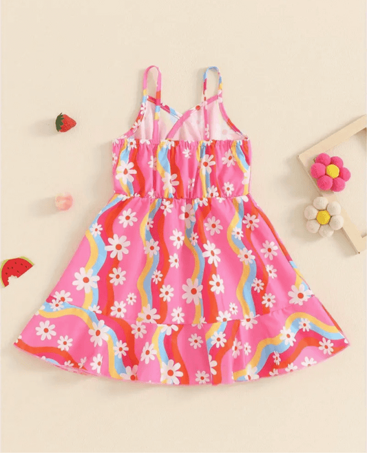Rainbow Daisy Dreams Dress – Girl’s Pink Sundress