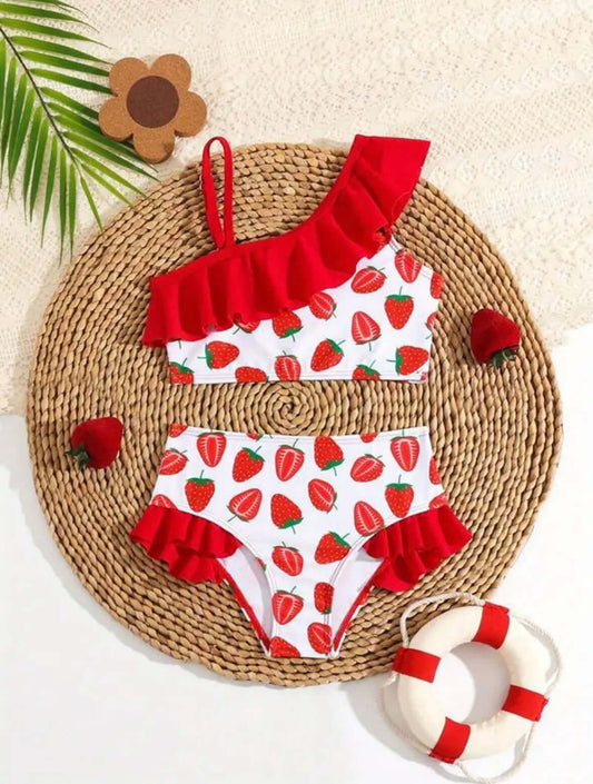 Strawberry Sweetheart Ruffle Bikini – Toddler Girl’s 2-Piece Swimsuit