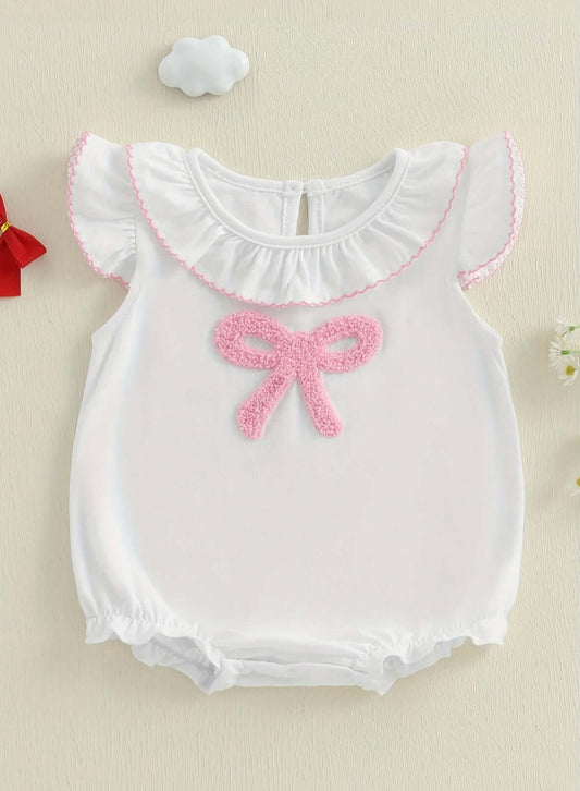 Pink Bow Baby Bubble Romper – Angel Flutter Edition