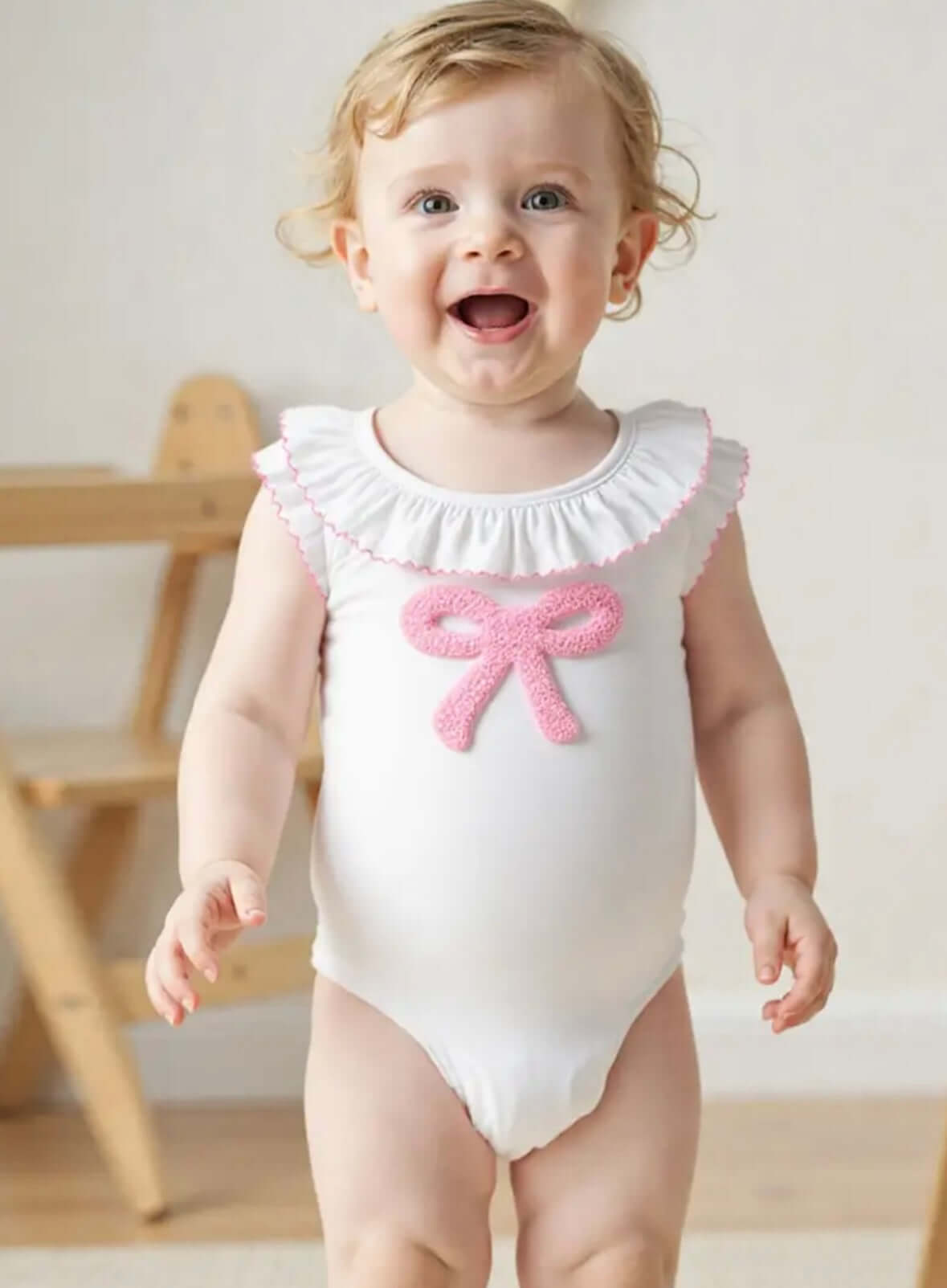 Pink Bow Baby Bubble Romper – Angel Flutter Edition