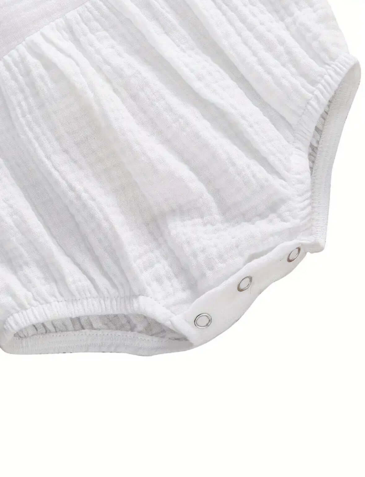 White Ruffle Baby Romper with Floral Embroidery (3-6M)
