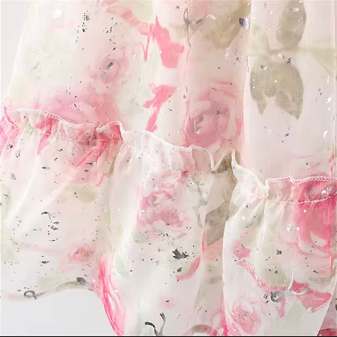 Pink Rose Ruffle Baby Dress & Hat Set