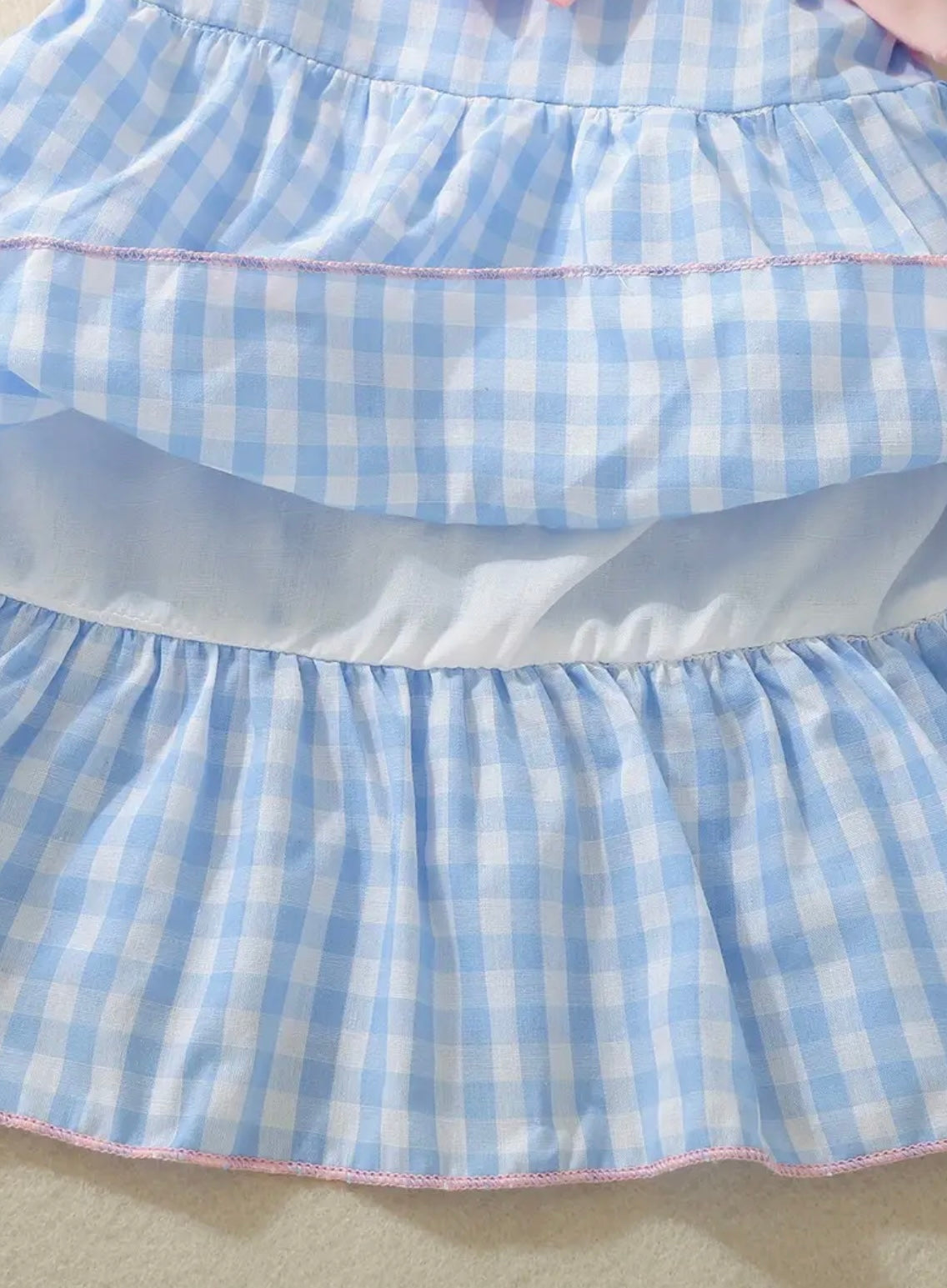 Blue Gingham Tiered Bow Dress – Baby & Toddler Girl Summer Sundress