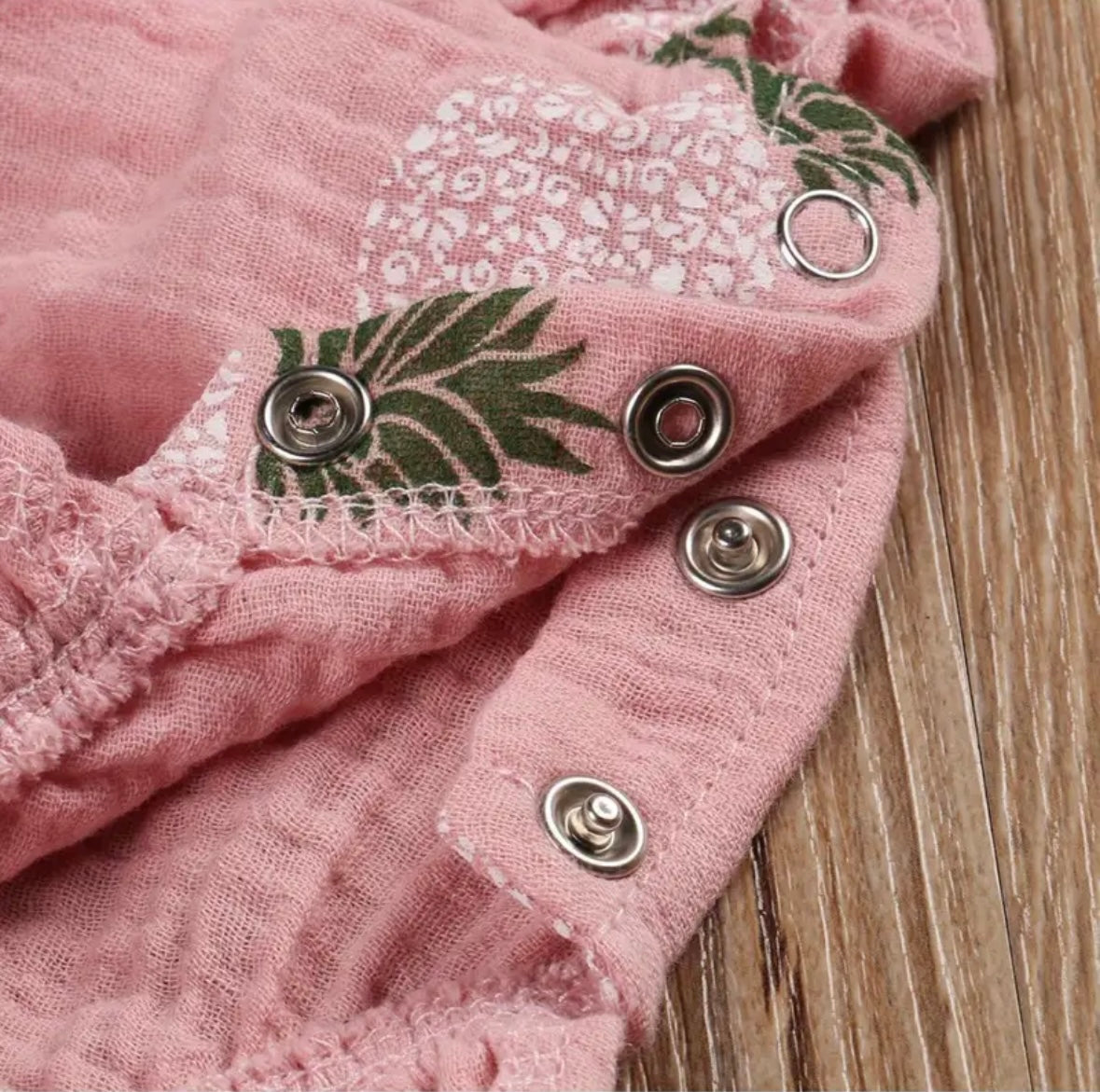 Pink Pineapple Ruffle Baby Romper with Bow Headband – Summer Sweetness