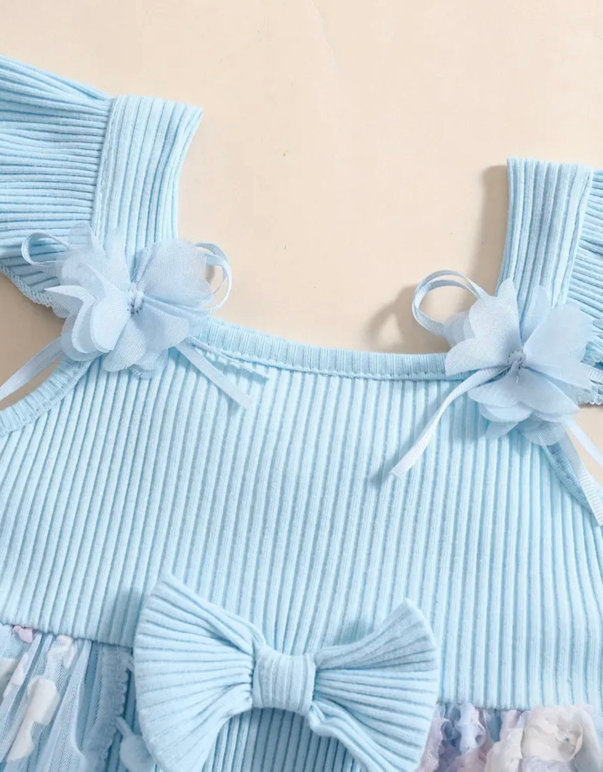 💙 Baby Girl Blue Lace Romper Set – With Headband 💙