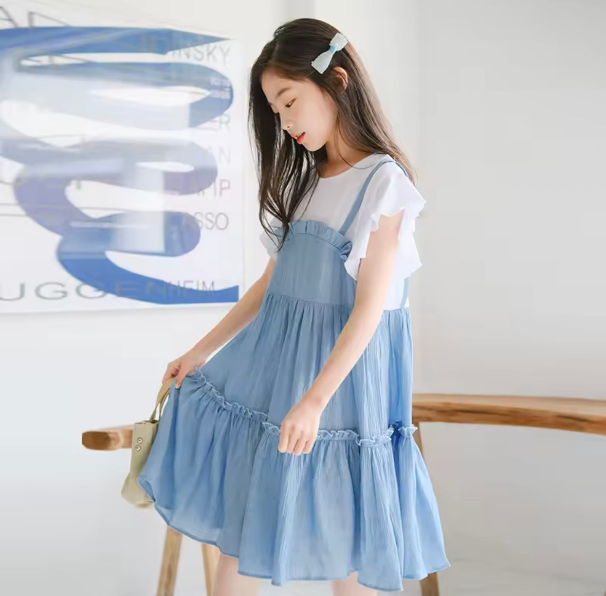 Layered Look Denim Dress – One Piece
