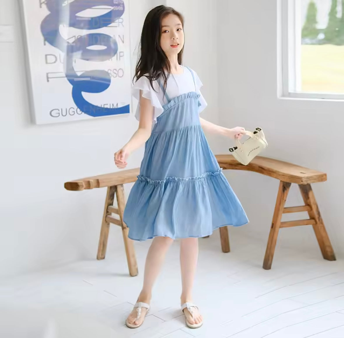 Layered Look Denim Dress – One Piece