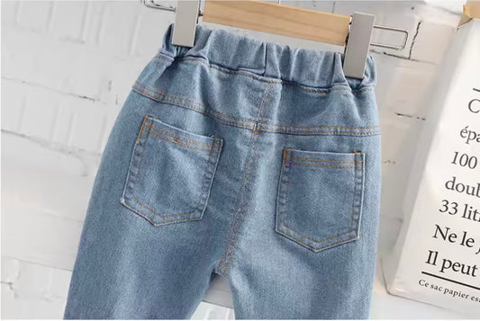 Girls’ Denim Jeans with Black & Gold Heart Side Detail