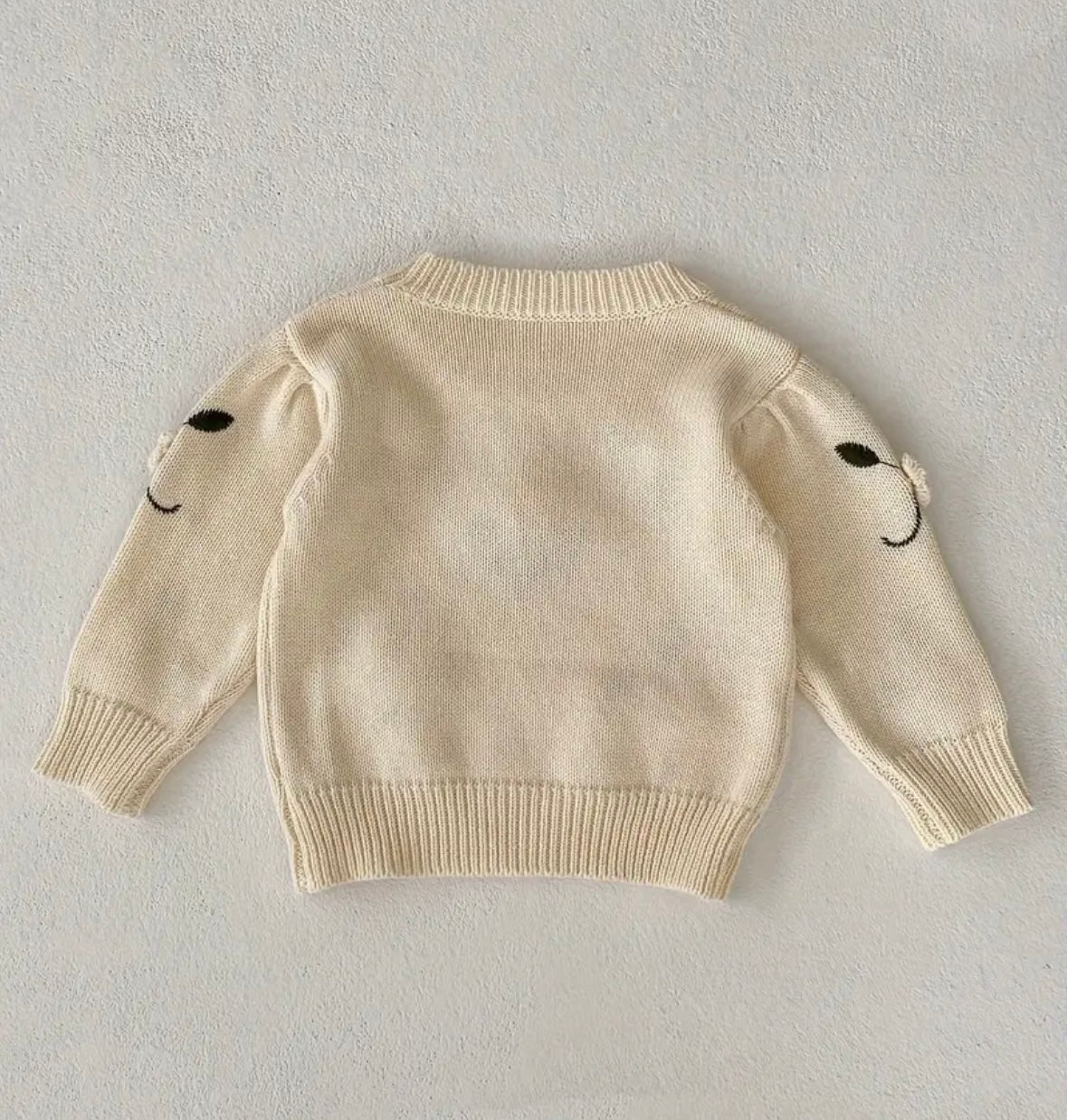 Ivory Rose Knit Sweater – Toddler Girl Floral Pullover