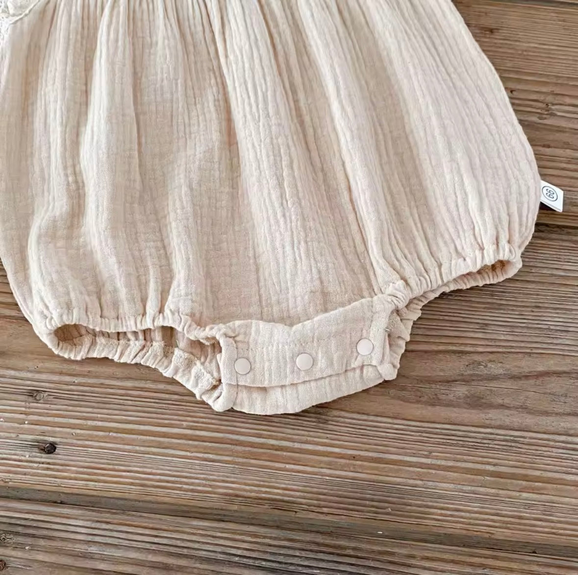 🩰 Lace Dreams Baby Romper In Soft Beige