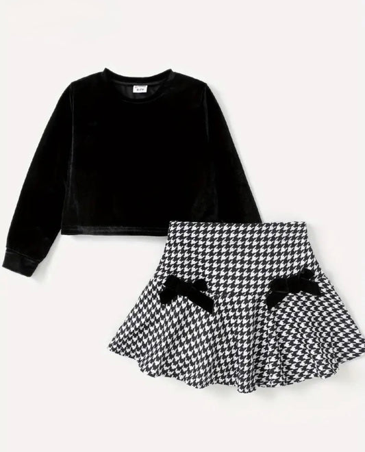 🖤 Mini Muse Houndstooth Set – Size 7–8