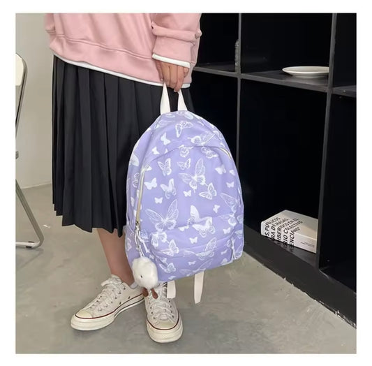 🦋 Lavender Butterfly Backpack – 16.5” Lightweight School Bag (No Pendant Included)