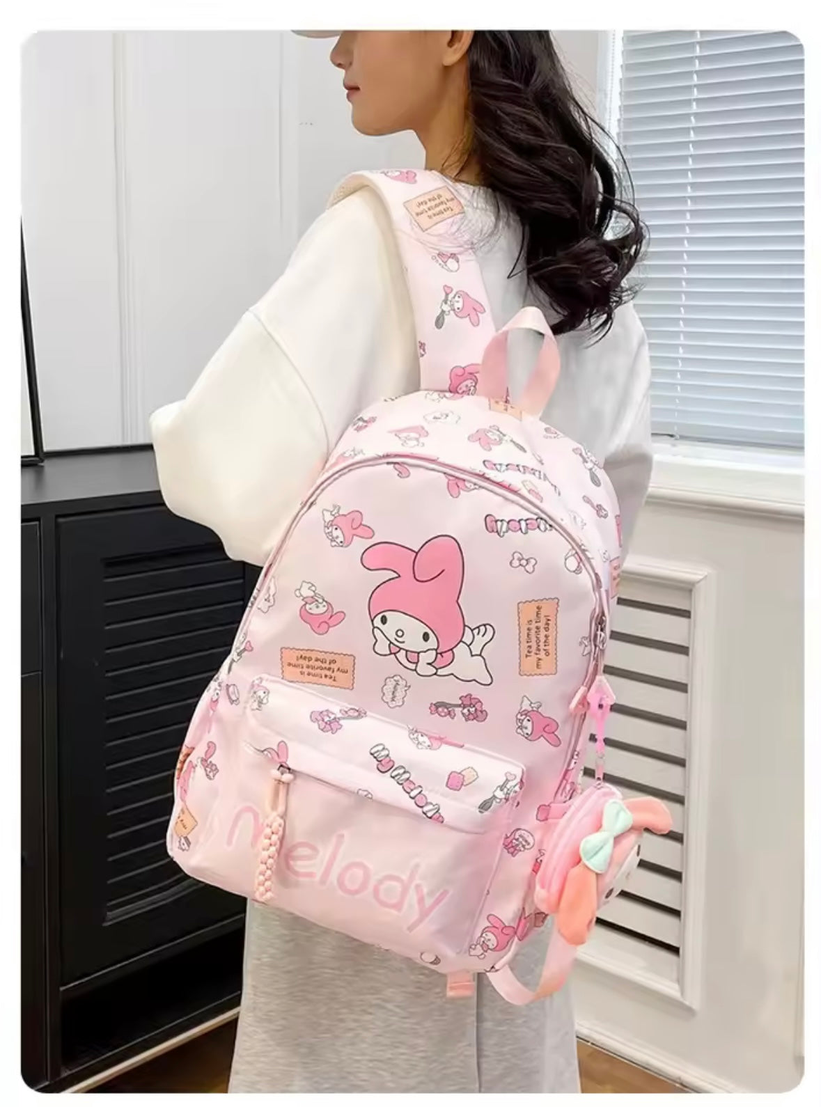 My Melody Pink Backpack with Plush Pendant | 43cm Large Size