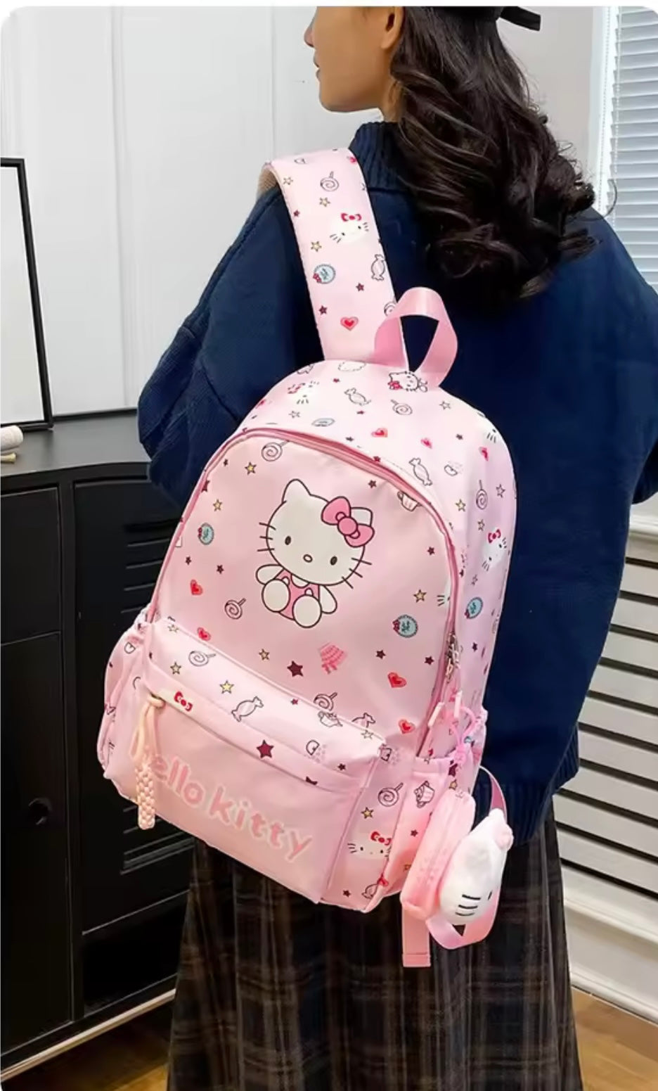 Hello Kitty Pink Backpack | 43cm Large Kawaii School Bag