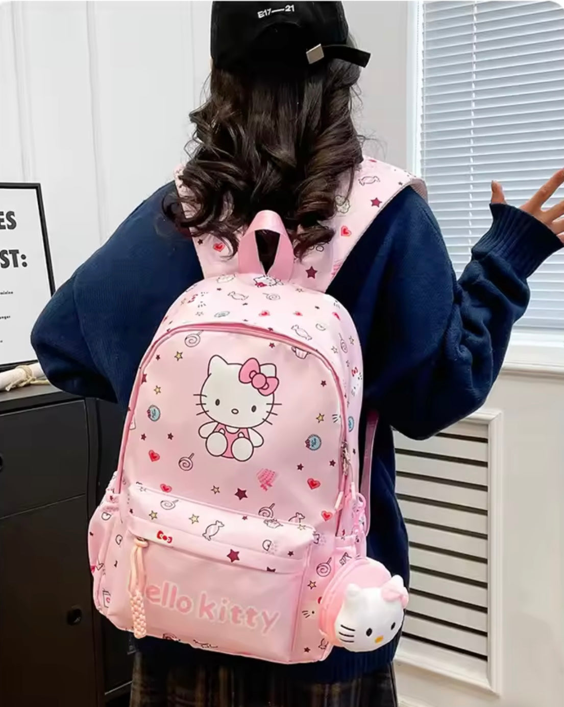 Hello Kitty Pink Backpack | 43cm Large Kawaii School Bag