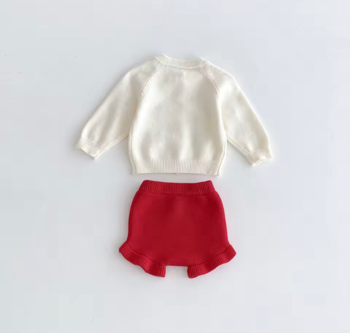 Baby Girl Strawberry Knit Cardigan & Ruffle Shorts Set – 2-Piece Outfit. Size 6 months