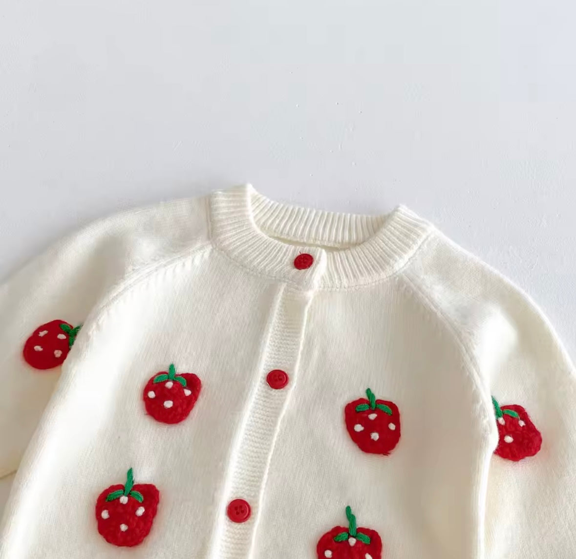 Baby Girl Strawberry Knit Cardigan & Ruffle Shorts Set – 2-Piece Outfit. Size 6 months
