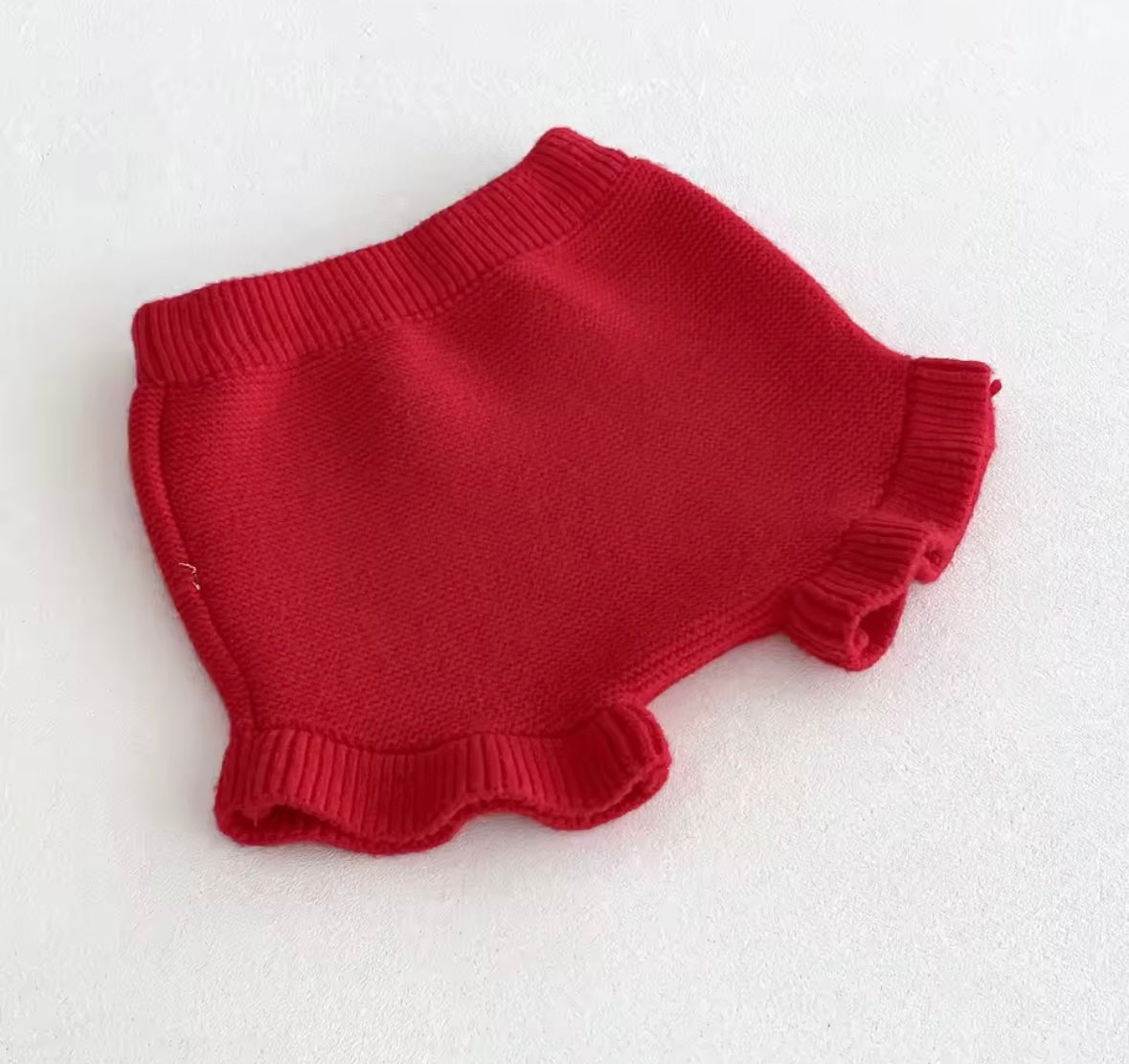 Baby Girl Strawberry Knit Cardigan & Ruffle Shorts Set – 2-Piece Outfit. Size 6 months