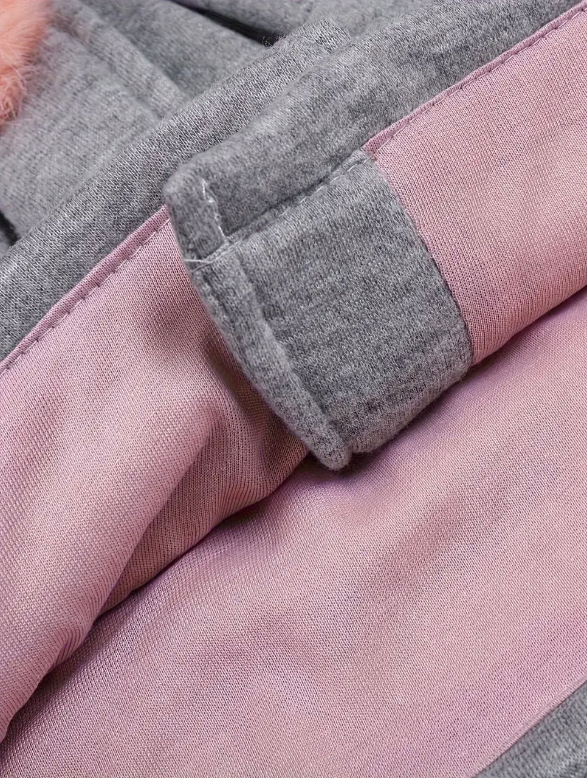 Ultra-Soft Girls’ Hooded Coat with Pink Pom Poms – Size 4–5Y