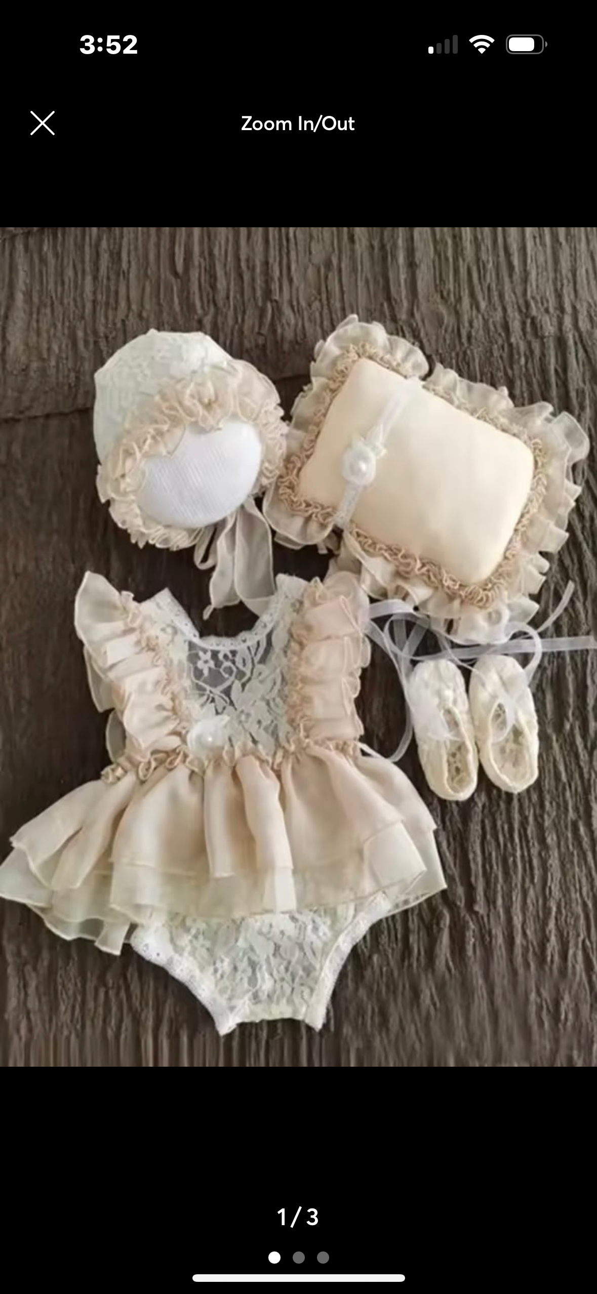 Newborn Baby Girl Photography Outfit Set – Lace Romper, Bonnet, Pillow, Headband & Booties (0–3M)