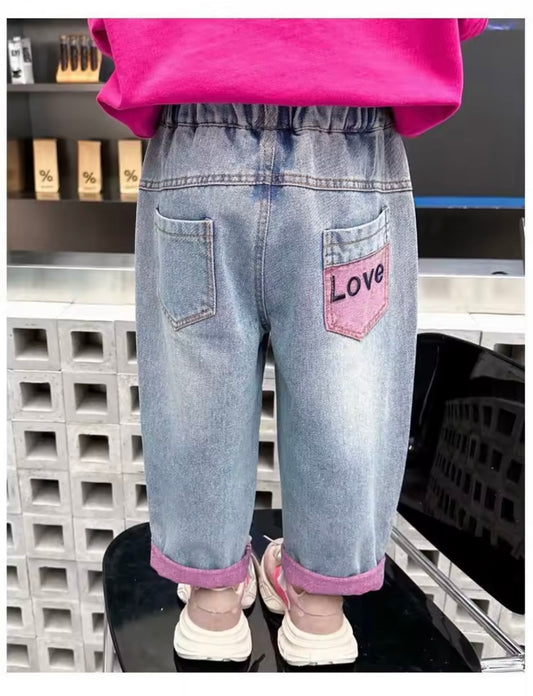✨ Premium Denim “Love” Jeans – Toddler Girls 18–24 Months