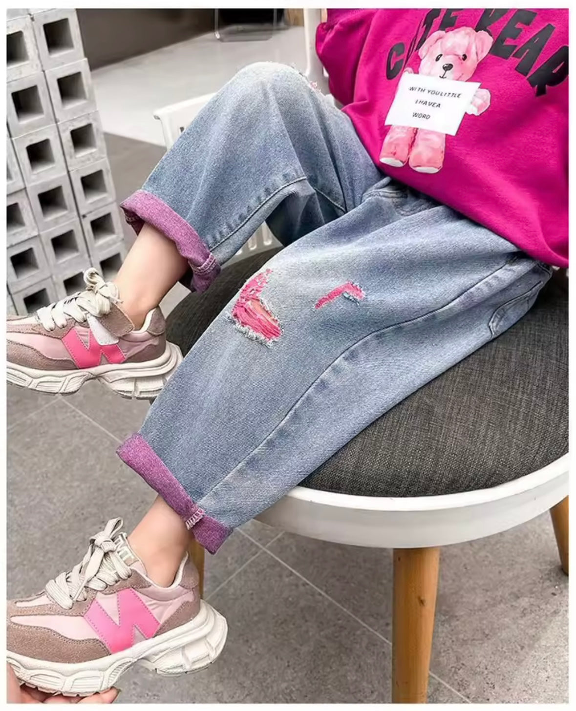 ✨ Premium Denim “Love” Jeans – Toddler Girls 18–24 Months