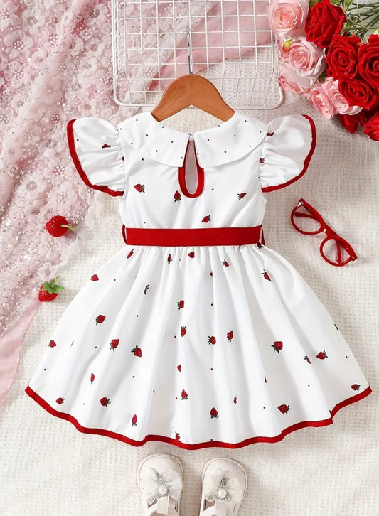 🍓 Strawberry Sweetheart Dress – Toddler Girl 3T (3–4Y)