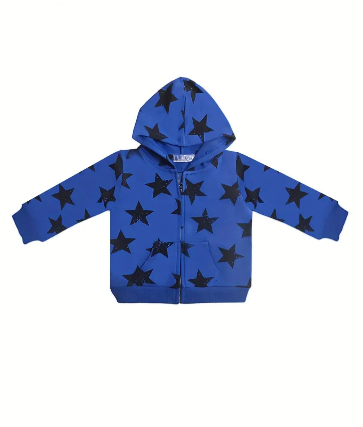 ⭐ Premium Blue Star Print Baby Zip Hoodie – 9-12 Months