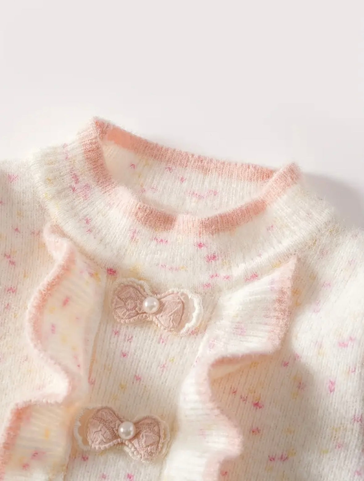 Luxury Mink-Like Baby Girl Dress – Ultra Soft Winter Outfit with Ruffles & Pearl Bow Details (1–2Y)