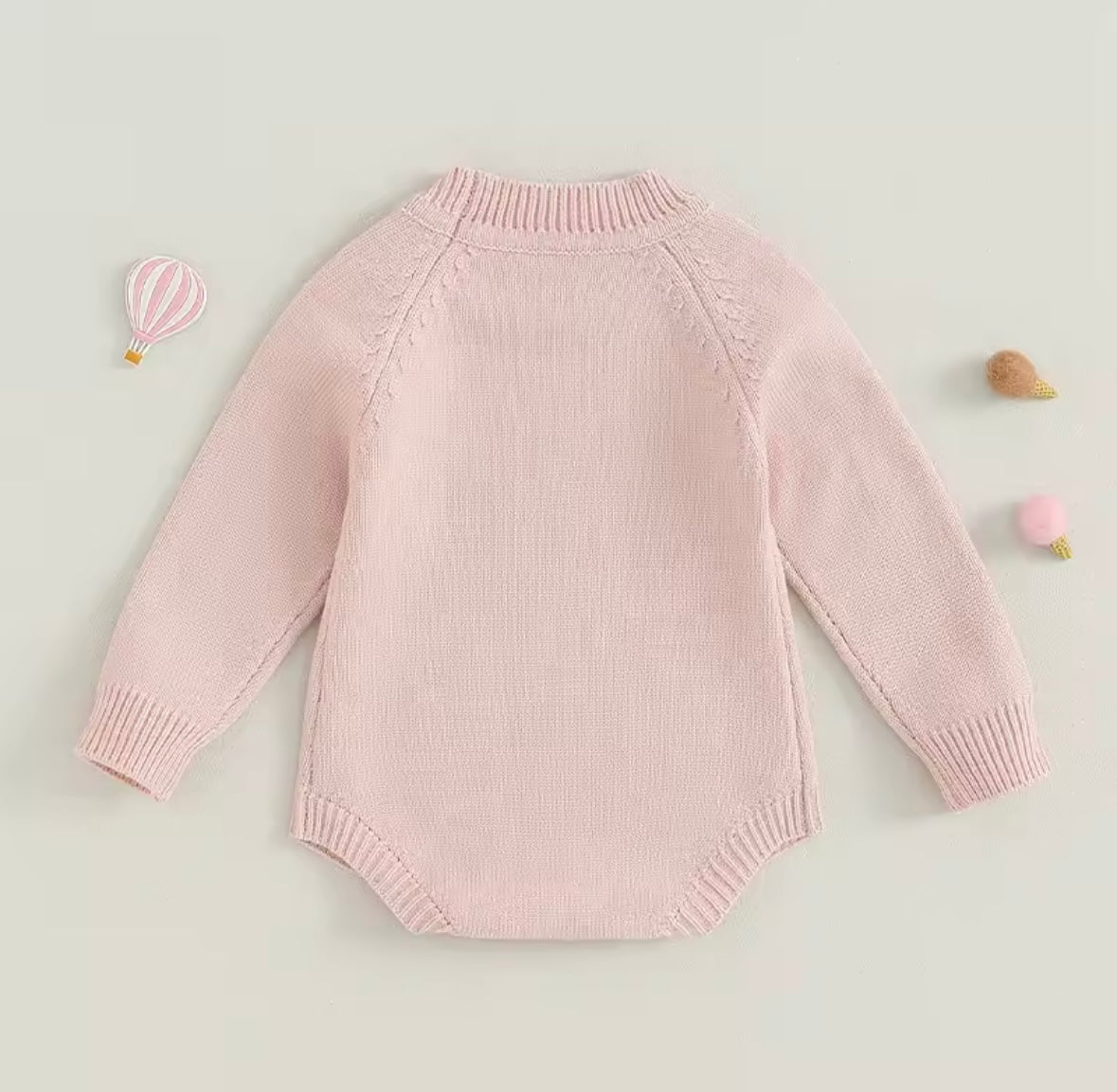 ✨ Pink Knit Baby Romper with Gold Stars – Size 3–6M ✨