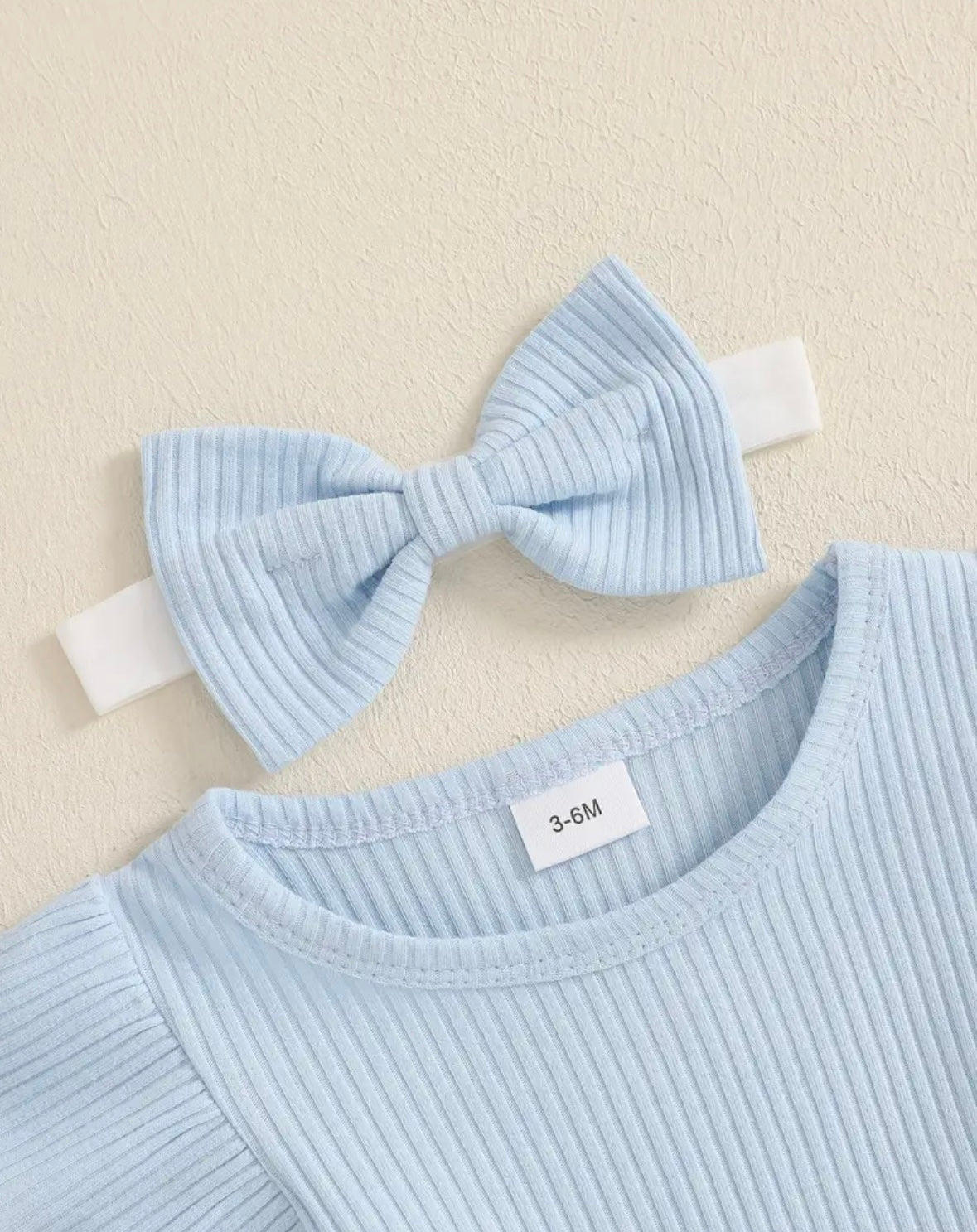 🌸 Baby Blue Floral Tutu Romper with Headband – Size 3–6M 🌸