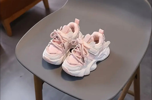 Girls’ Pink & White Chunky Sneakers – Size US 9 (Toddler) | Breathable Mesh & Soft Sole Comfort
