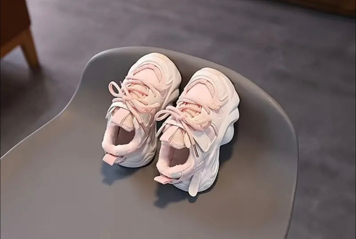 Girls’ Pink & White Chunky Sneakers – Size US 9 (Toddler) | Breathable Mesh & Soft Sole Comfort