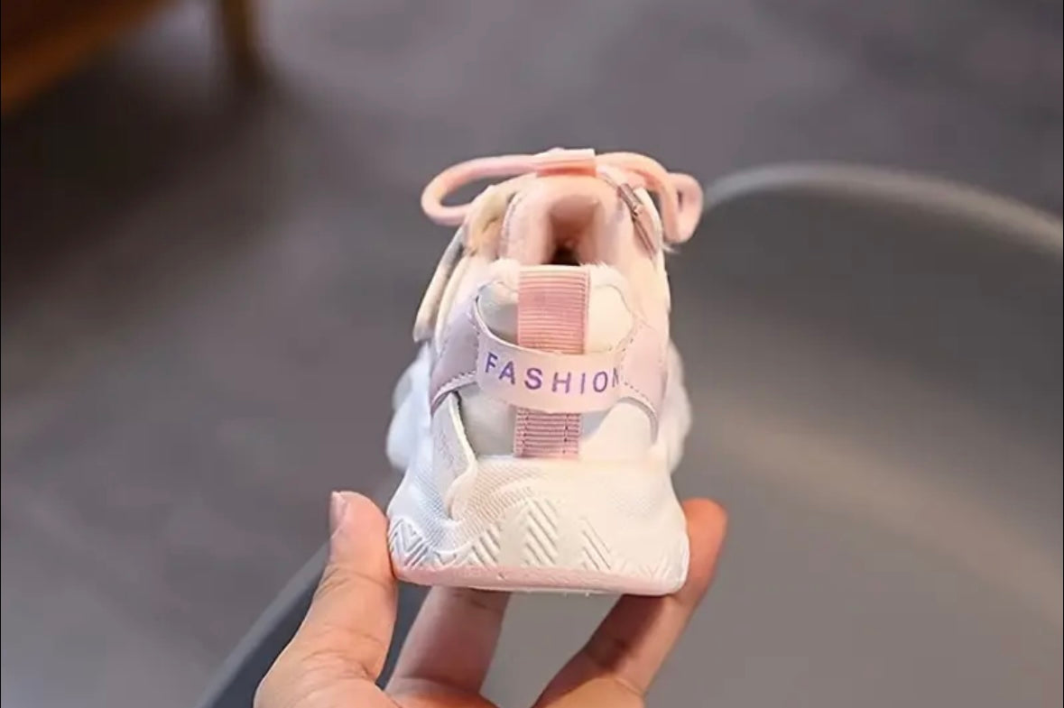 Girls’ Pink & White Chunky Sneakers – Size US 9 (Toddler) | Breathable Mesh & Soft Sole Comfort