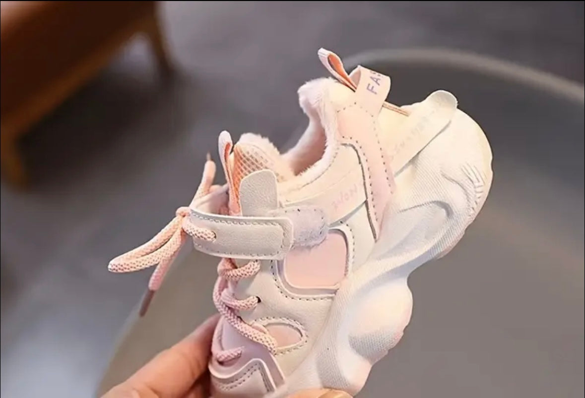 Girls’ Pink & White Chunky Sneakers – Size US 9 (Toddler) | Breathable Mesh & Soft Sole Comfort