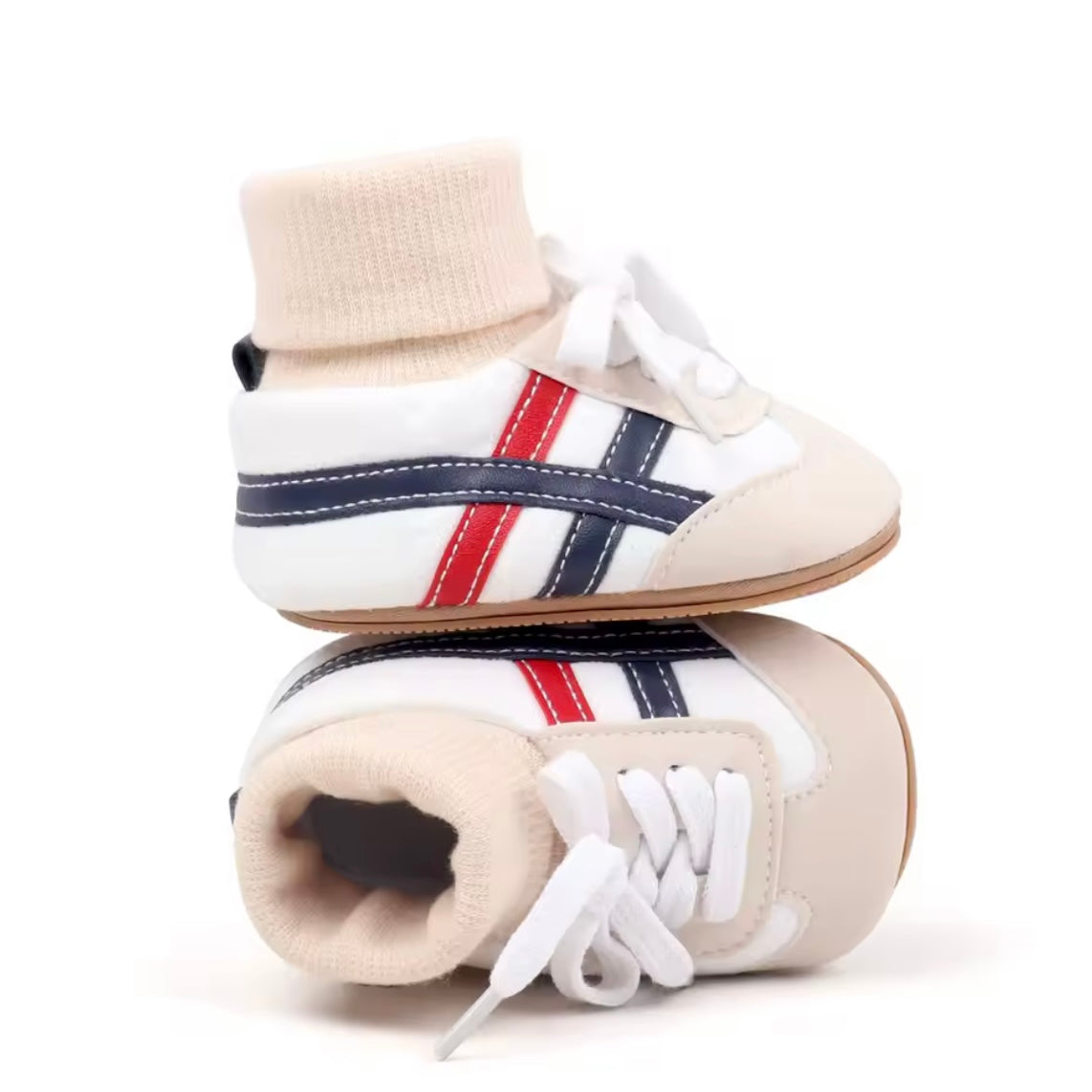 Non-Slip Baby Sneakers with TPR Soles – Soft Sock Ankle Shoes (0–6M)