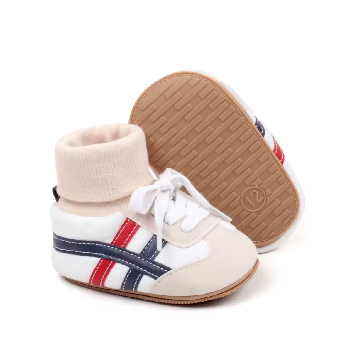 Non-Slip Baby Sneakers with TPR Soles – Soft Sock Ankle Shoes (0–6M)