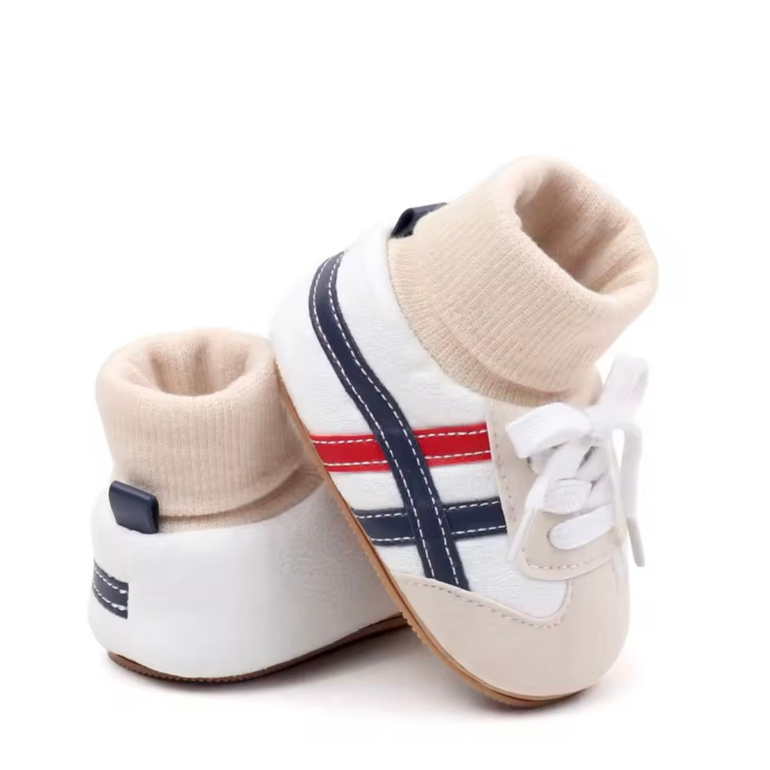 Non-Slip Baby Sneakers with TPR Soles – Soft Sock Ankle Shoes (0–6M)