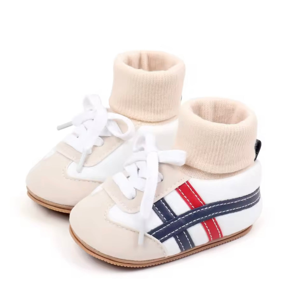 Non-Slip Baby Sneakers with TPR Soles – Soft Sock Ankle Shoes (0–6M)
