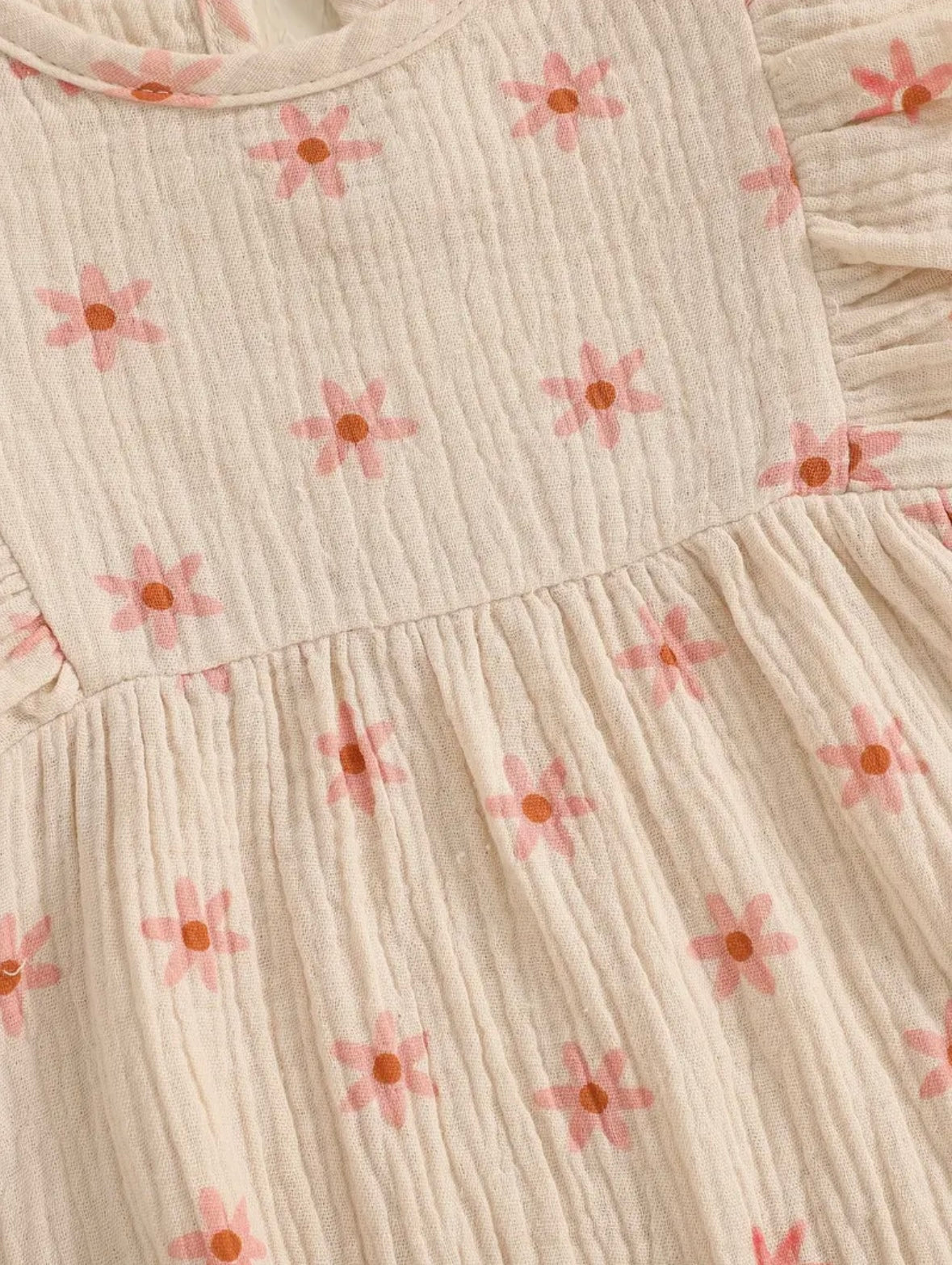Baby Girl Ruffle Romper with Matching Bow – Size 0–3 Months