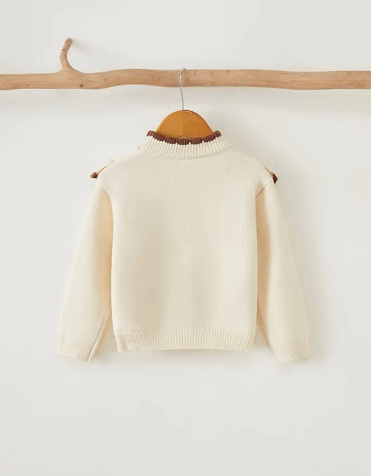 Cream Ruffle Knit Sweater | Premium Quality Girls’ Pullover (Size 3T–4T)