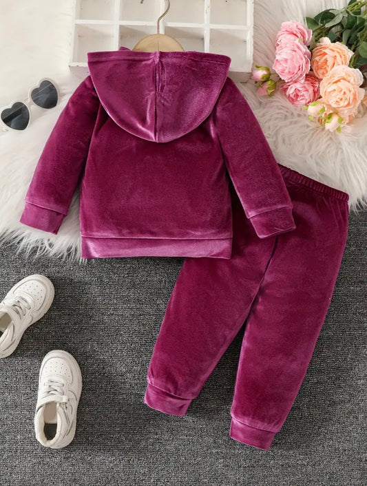 Velvet “Princess” Hoodie & Jogger Set | Baby Girls Tracksuit AVAILABLE IN SIZES: 18-24m