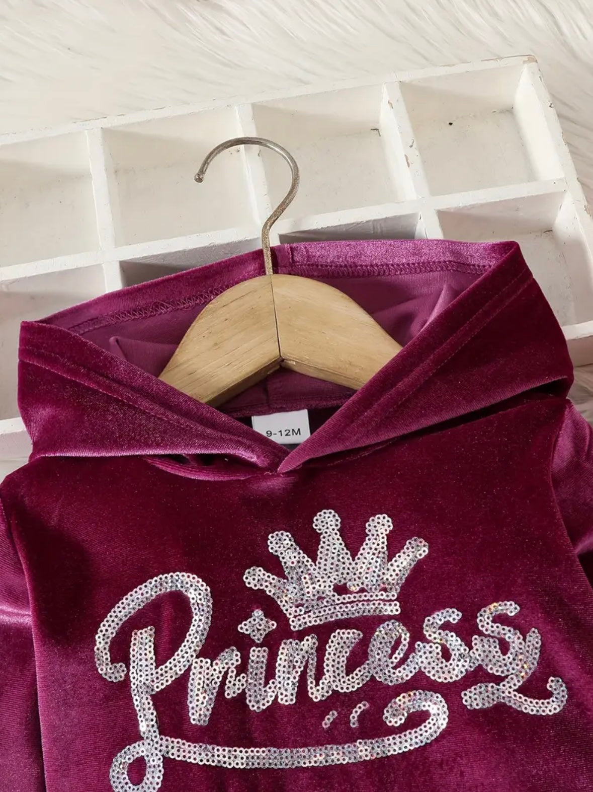 Velvet “Princess” Hoodie & Jogger Set | Baby Girls Tracksuit AVAILABLE IN SIZES: 18-24m