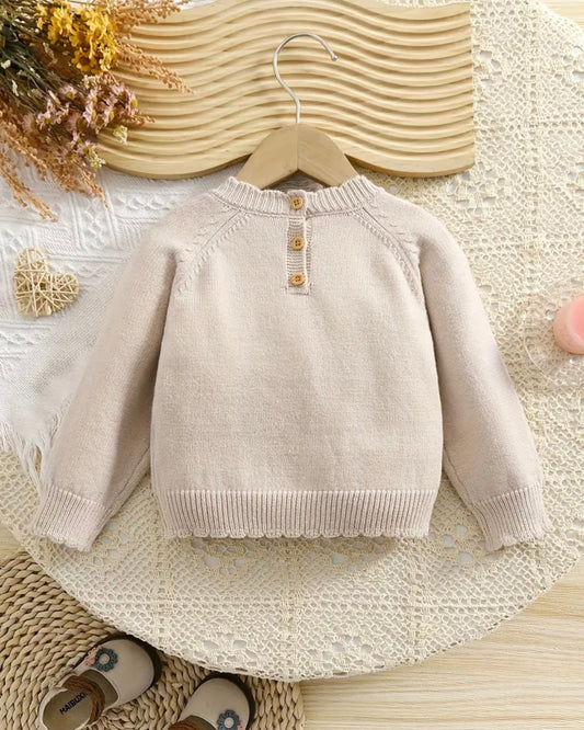 🍒 Baby Girl Cherry Knit Sweater – Size 9–12M