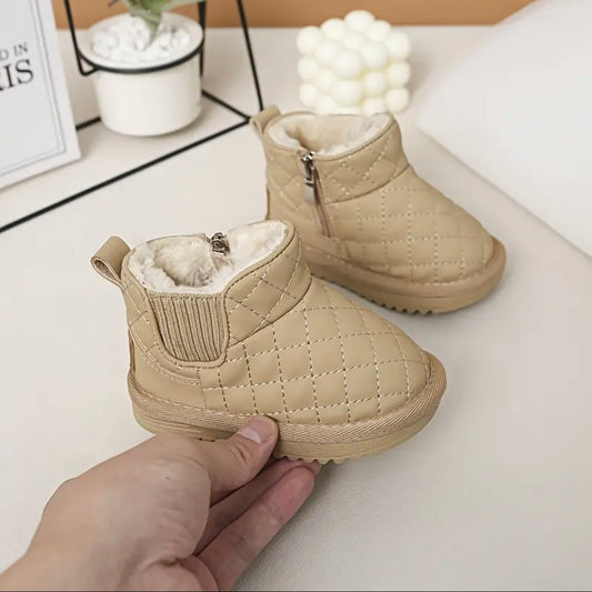 Quilted Fur-Lined Winter Boots – Premium Cozy Toddler Shoes (US Size 8)