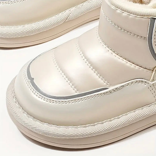 Luxury Beige Puffer Winter Boots with Faux Fur Lining – US Toddler Size 7