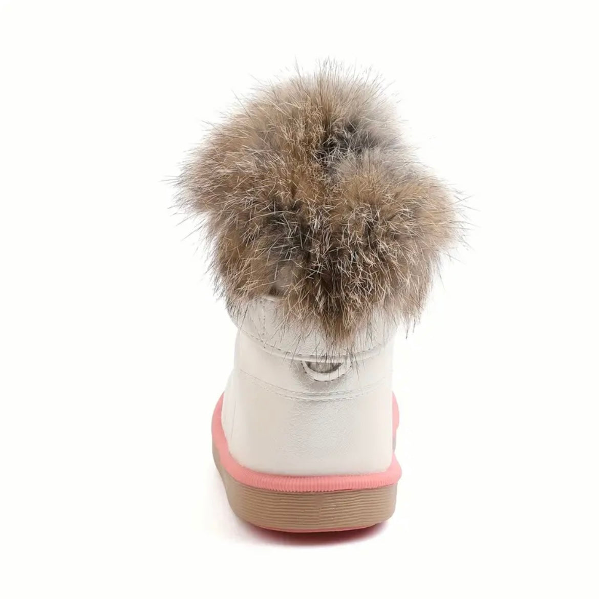 Ivory Faux Fur Winter Boots with Pink Trim – US Little Kid Size 9.5