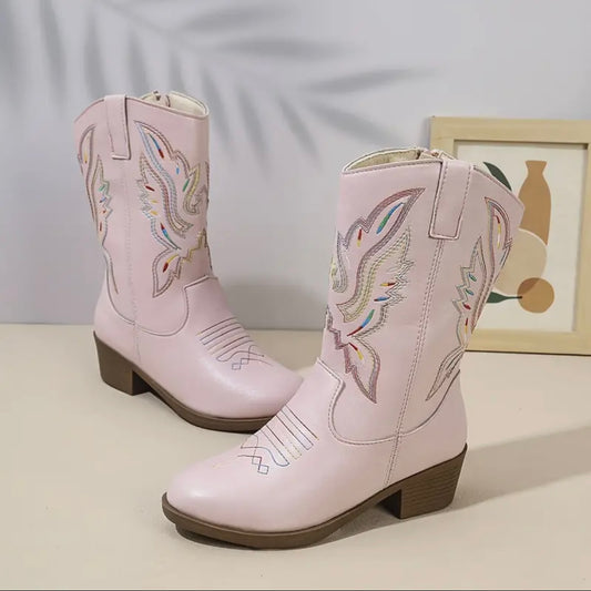 Girls’ Pink Cowboy Boots – Embroidered Western Style, Sizes (12 Little Kid) and (13 Little Kid)