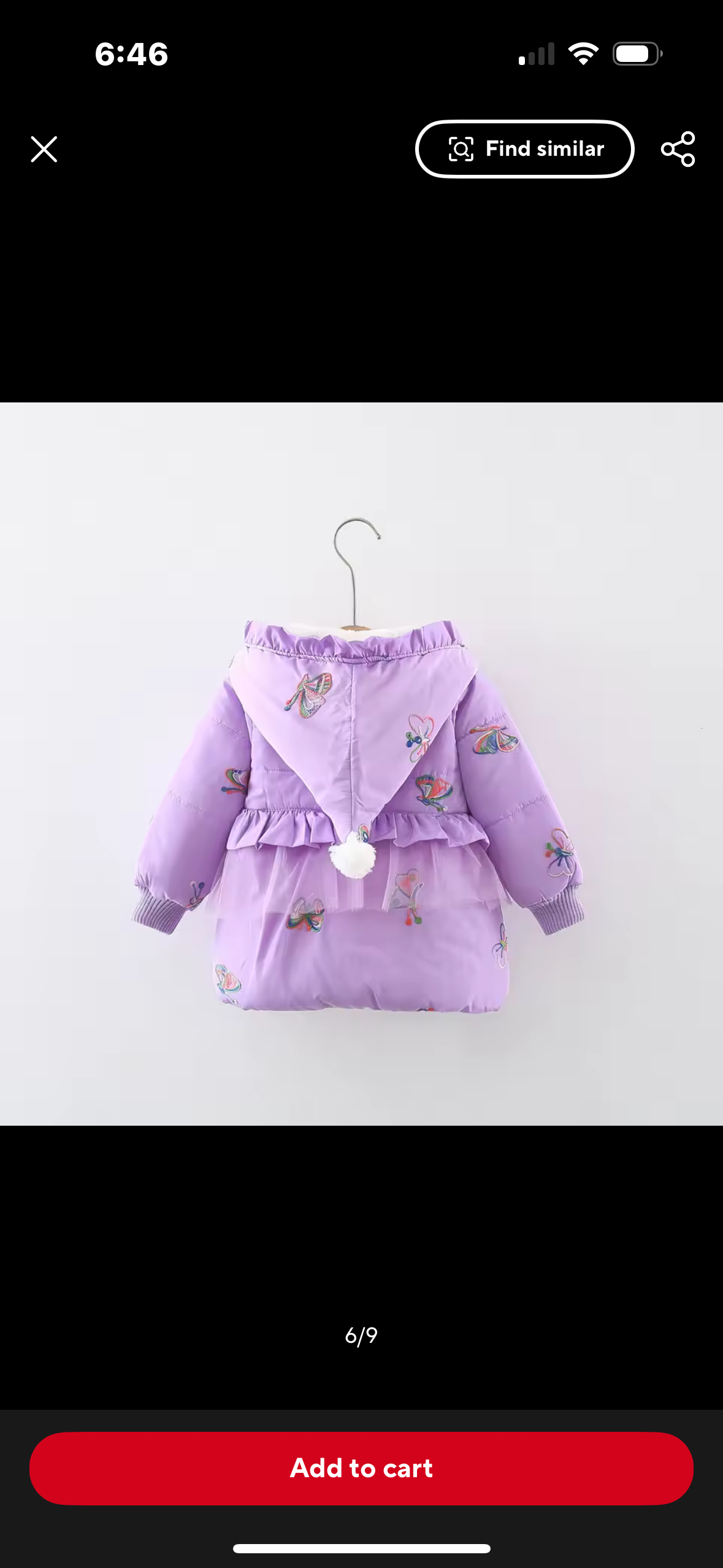 Lavender Butterfly Puffer Coat – Size 2T | Ella🫶’s World