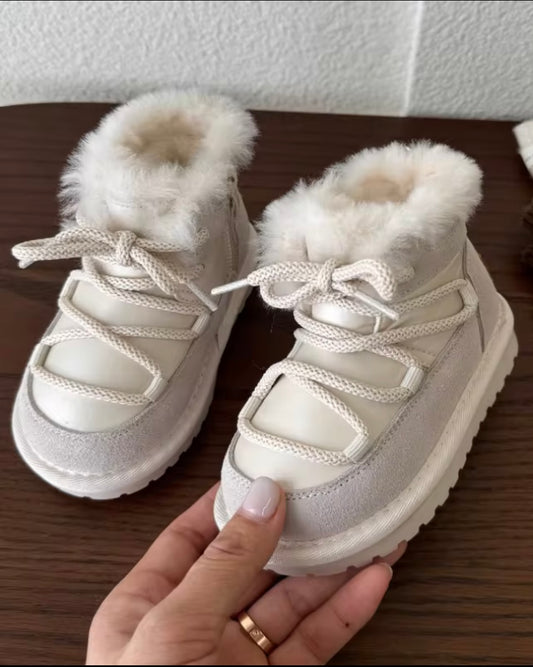 Premium Quality Faux Fur Lined Winter Boots – Cream (US 7.5 Toddler)